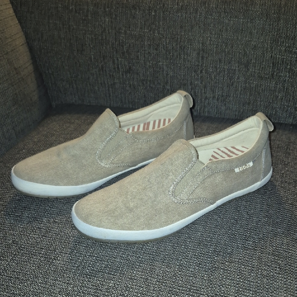 Taos Footwear Taupe Slip-On Canvas Flats